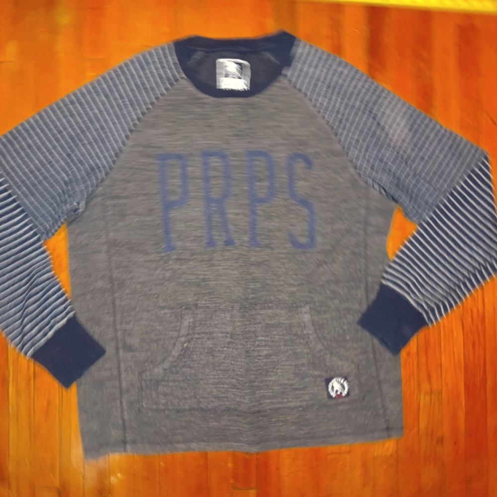 PRPS Men's Gray and Blue Sweater